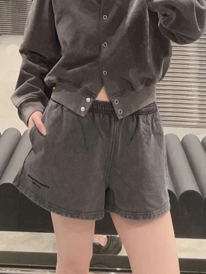 Alexander Wang 여성 레터링 코튼 쇼츠
