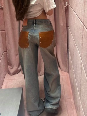 ACNE STUDIOS 후면 가죽 포켓 워싱 데님 팬츠